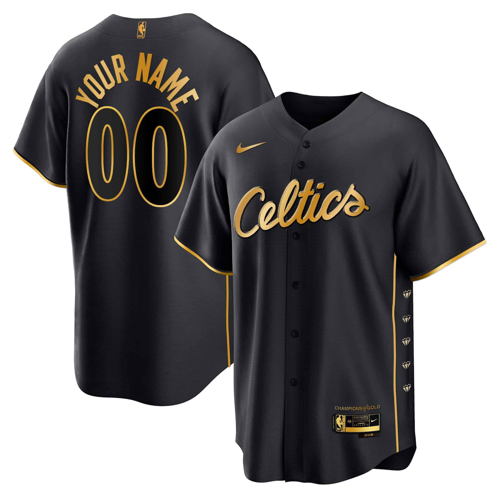 Men Boston Celtics Black 2024 Nike Baseball Custom NBA Jersey